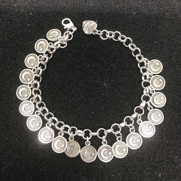 Crescent Moon Star Charm Bracelet Wicca Plus Bonus threader earrings - Picture 2 of 4